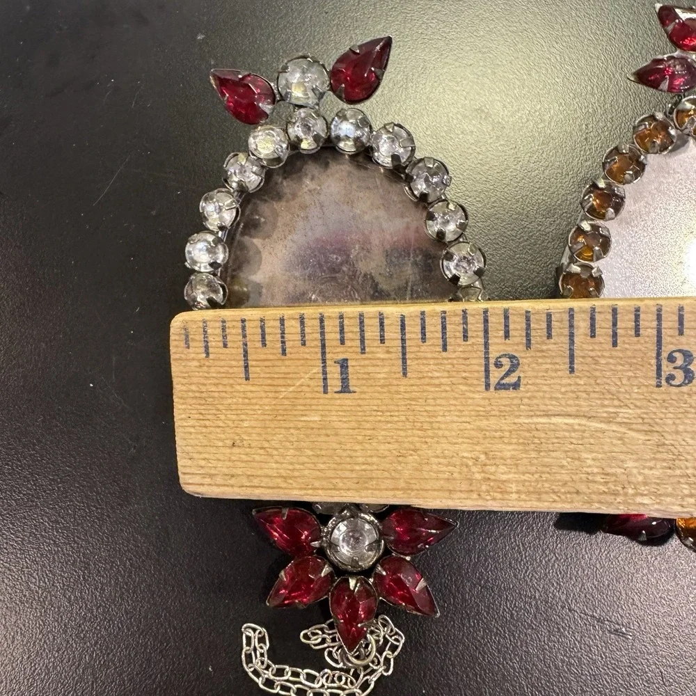 Vintage Rhinestone Bejeweled Oval‎ Picture Frame Set of 2 4